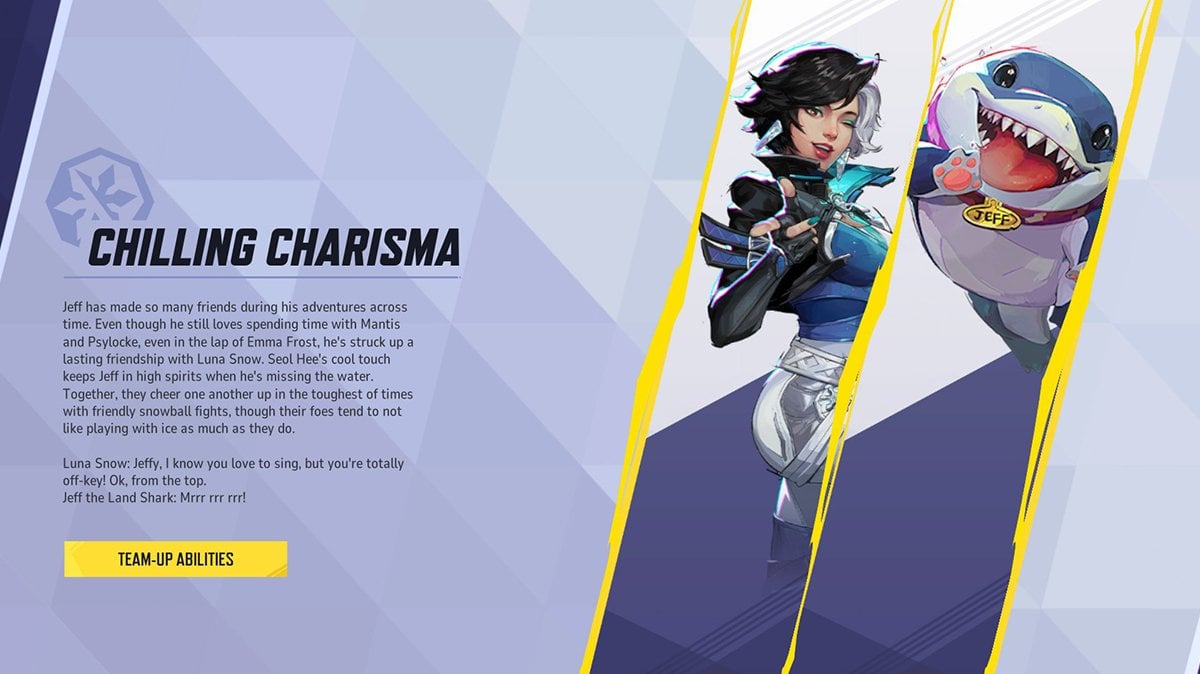 Marvel Rivals Chilling Charisma Team-Up of Luna Snow and Jeff the Land Shark, highlighting their synergy in game.