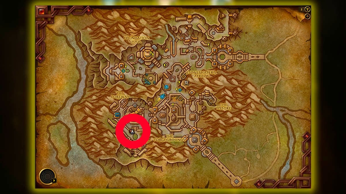 Hourglass of Horrific Visions location map in Dornogal.