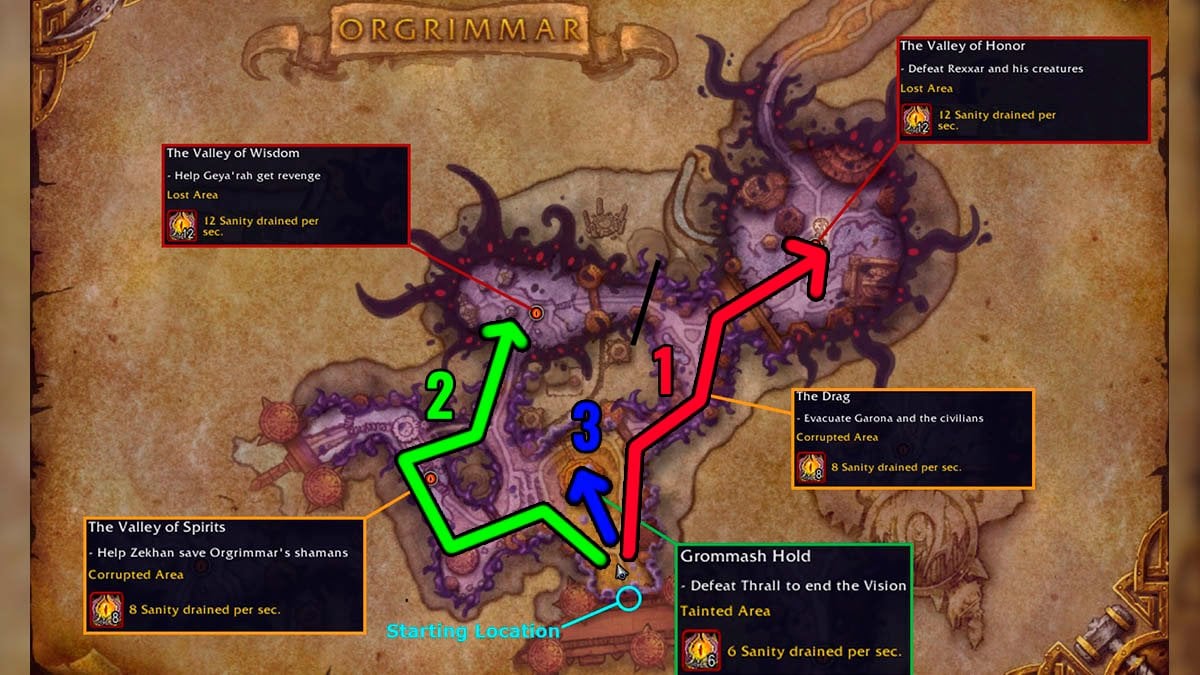 Horrific Vision Orgrimmar route.