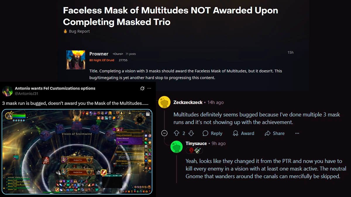 Horrific Visions Mask of Multitudes bug reports.
