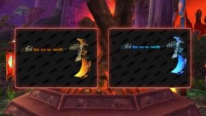 Rethfuras, Scorched Scythe of Cinders and Glazfuris, Scythe of the Deep Chill in WoW.