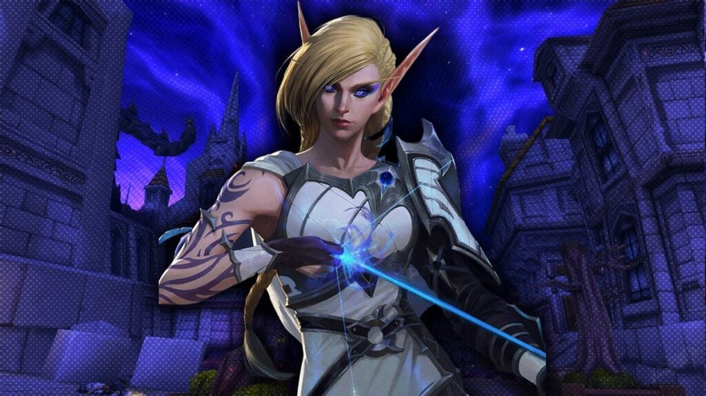 Alleria Windrunner standing in front of Horrific Vision of Stormwind in WoW The War Within.