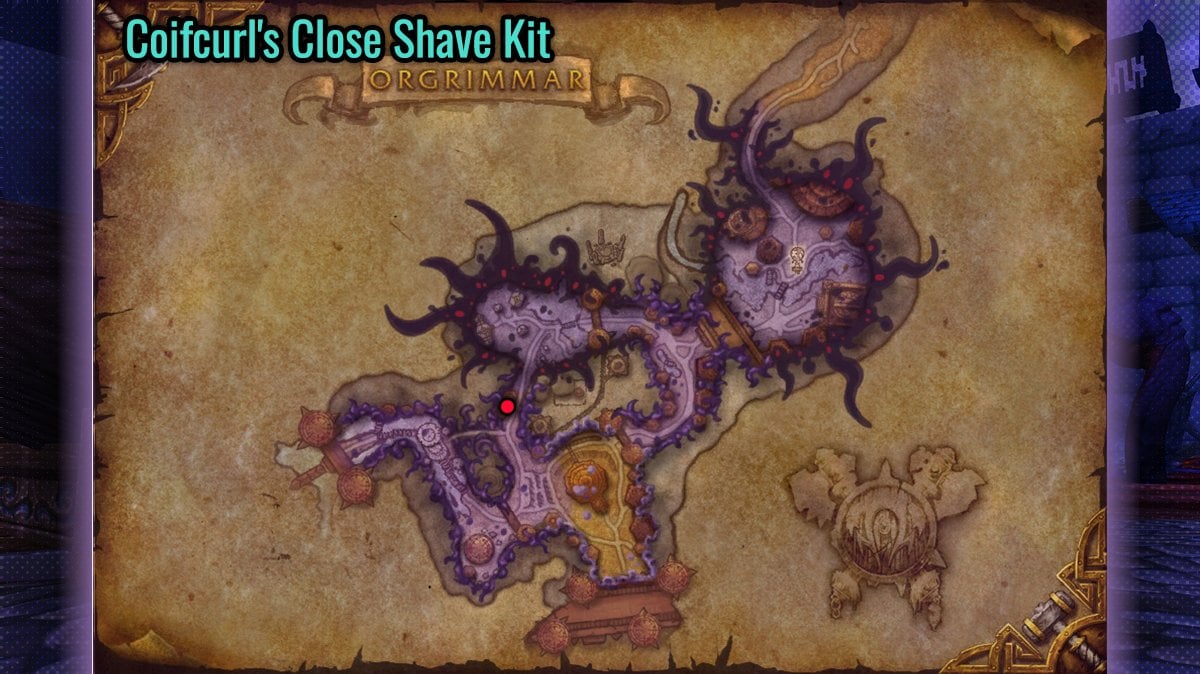 Map showing Shave Kit toy location in Orgrimmar Horrific Vision for World of Warcraft: The War Within Patch 11.1.5.