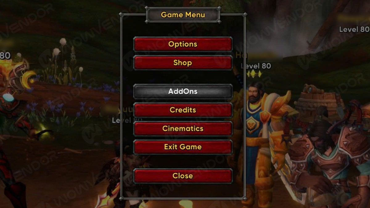 A picture of WoW's menu with the Addons option greyed out.