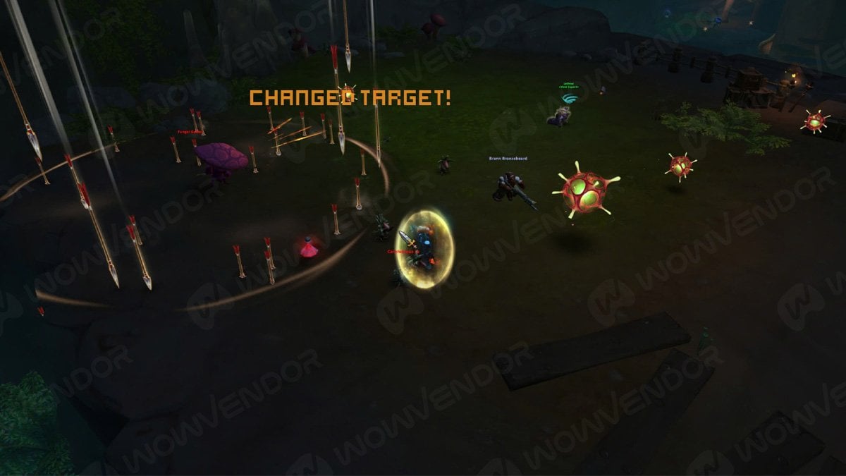 A WoW player fighting against mobs.