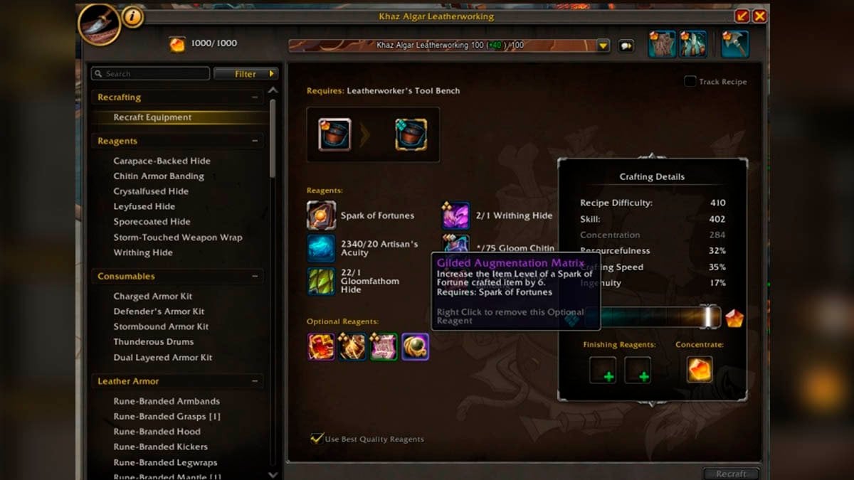 WoW Runed Augmentation Matrix upgrade in Turbo Boost event