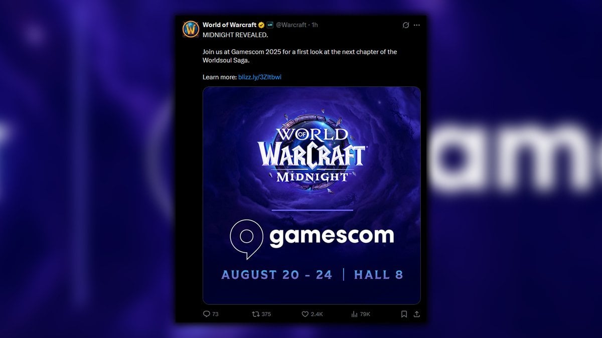 X post announcement of World of Warcarft Midnight gamescom panel.