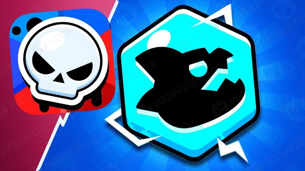 Comparison of Brawl Stars core game mode and new Brawl Arena mode with blue hex badge