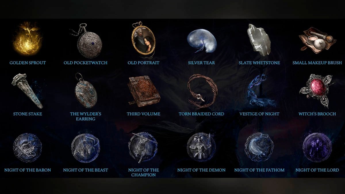 ER Nightreign Relic list.