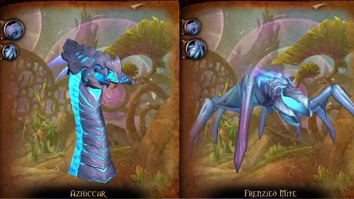 Azhiccar boss and Frenzied Mite from Eco-Dome Al'dani dungeon Patch 11.2 TWW.
