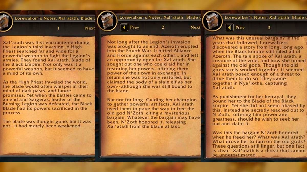 Xal'atath lorebook from Lorewalking event Patch 11.1.7.