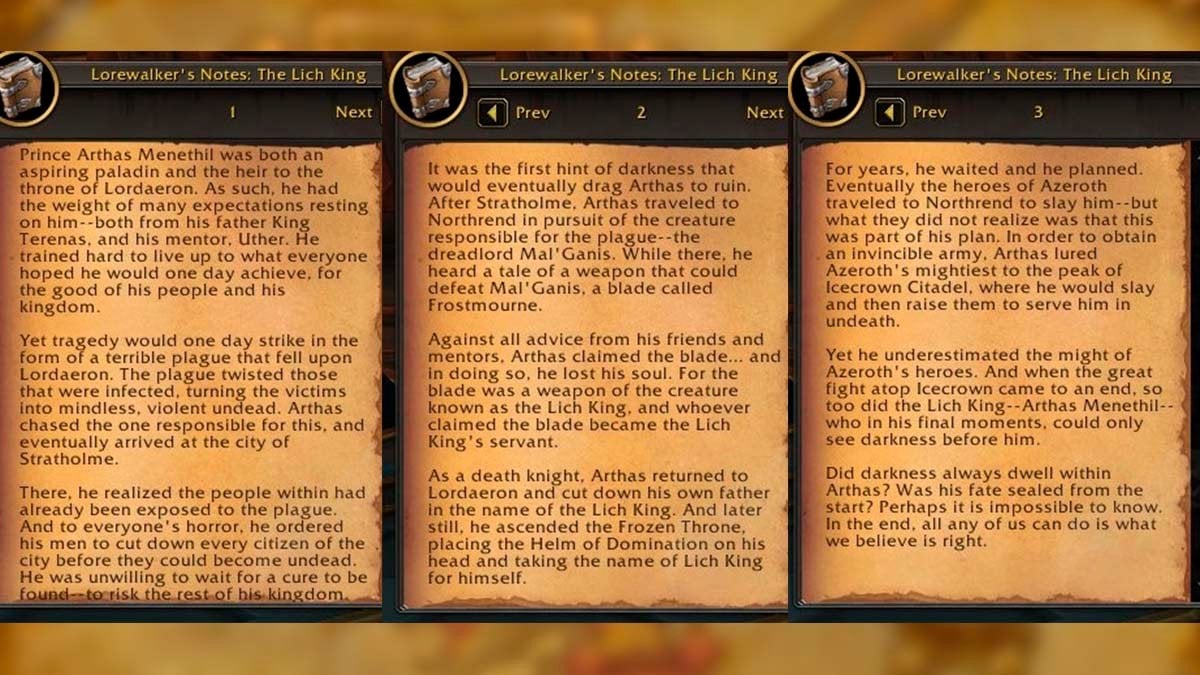 Lich King lorebook from Lorewalking event Patch 11.1.7.