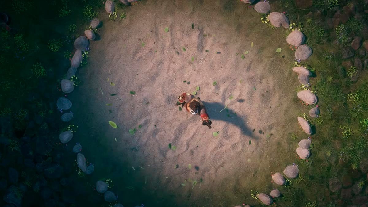 Pandaren meditates in stone circle in Mists of Pandaria trailer.