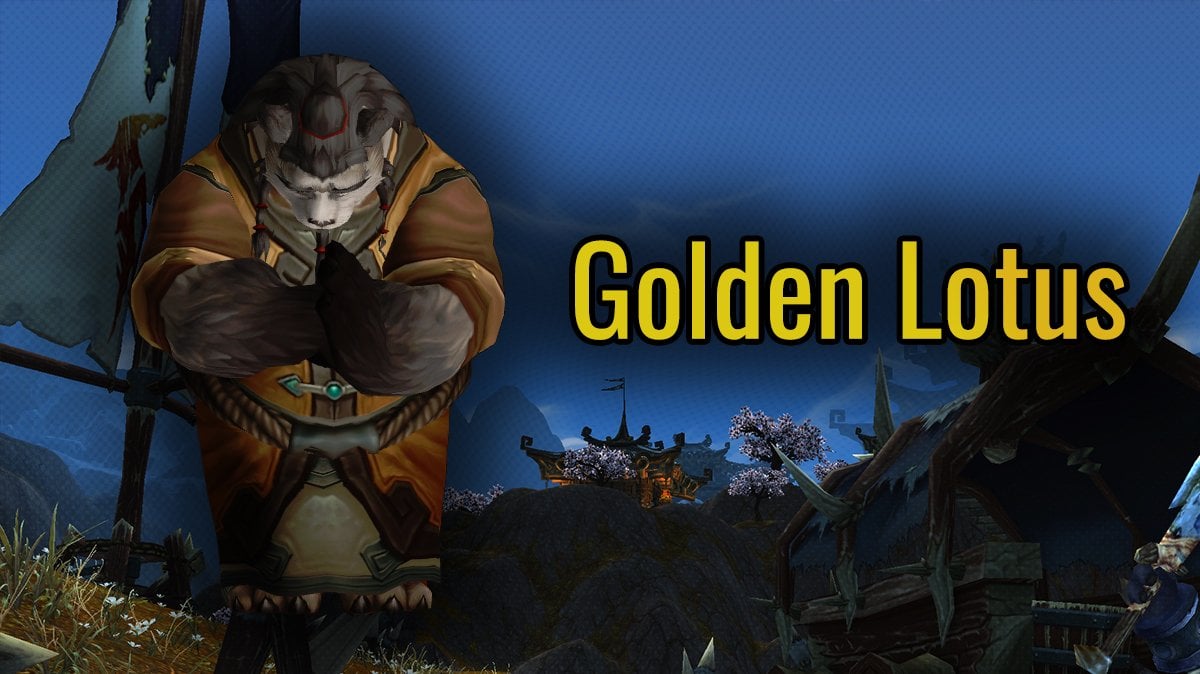 The Golden Lotus MoP reputation showcase, with a pandaren making a respectful bow.