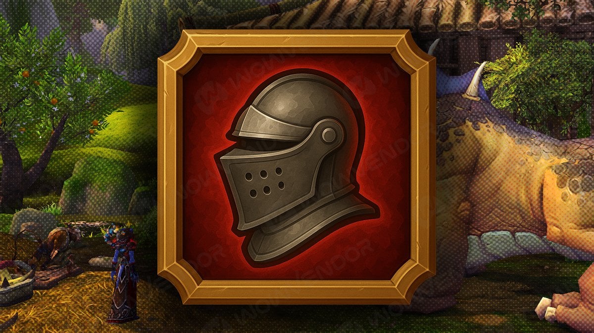 An icon of a medieval helmet, symbolizing preparation, set against a Mists of Pandaria Classic-themed background—perfect for a MoP checklist.