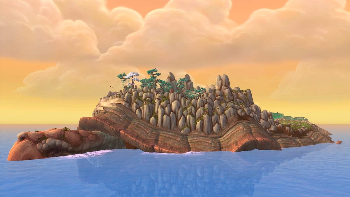 The Wandering Isle upon the great sea turtle Shen-zin Su in WoW Mists of Pandaria.