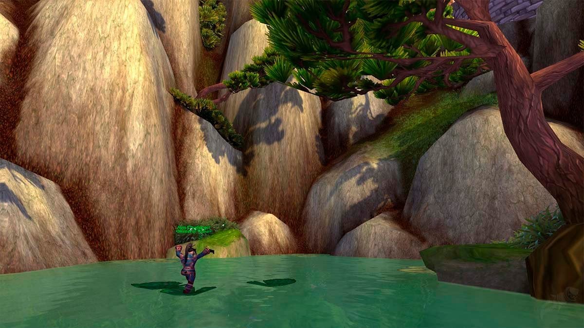 Pandaren Monk meditating on the lake surface.