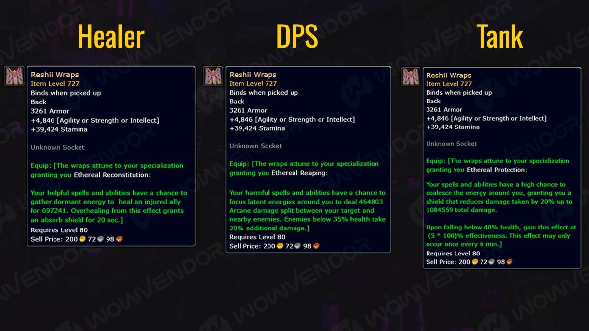 Reshii Wraps artifact cloak for all 3 specs.
