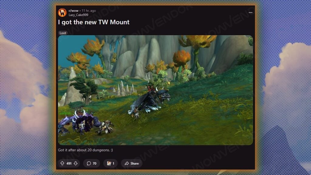 A Reddit post from Lazy_Cake999 user, claiming to get Chrono Corsair mount.