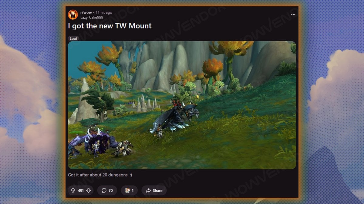 A Reddit post from Lazy_Cake999 user, claiming to get Chrono Corsair mount.