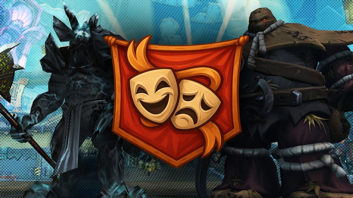 Dastardly Duos logo with bosses from Dastardly Duos in the background.