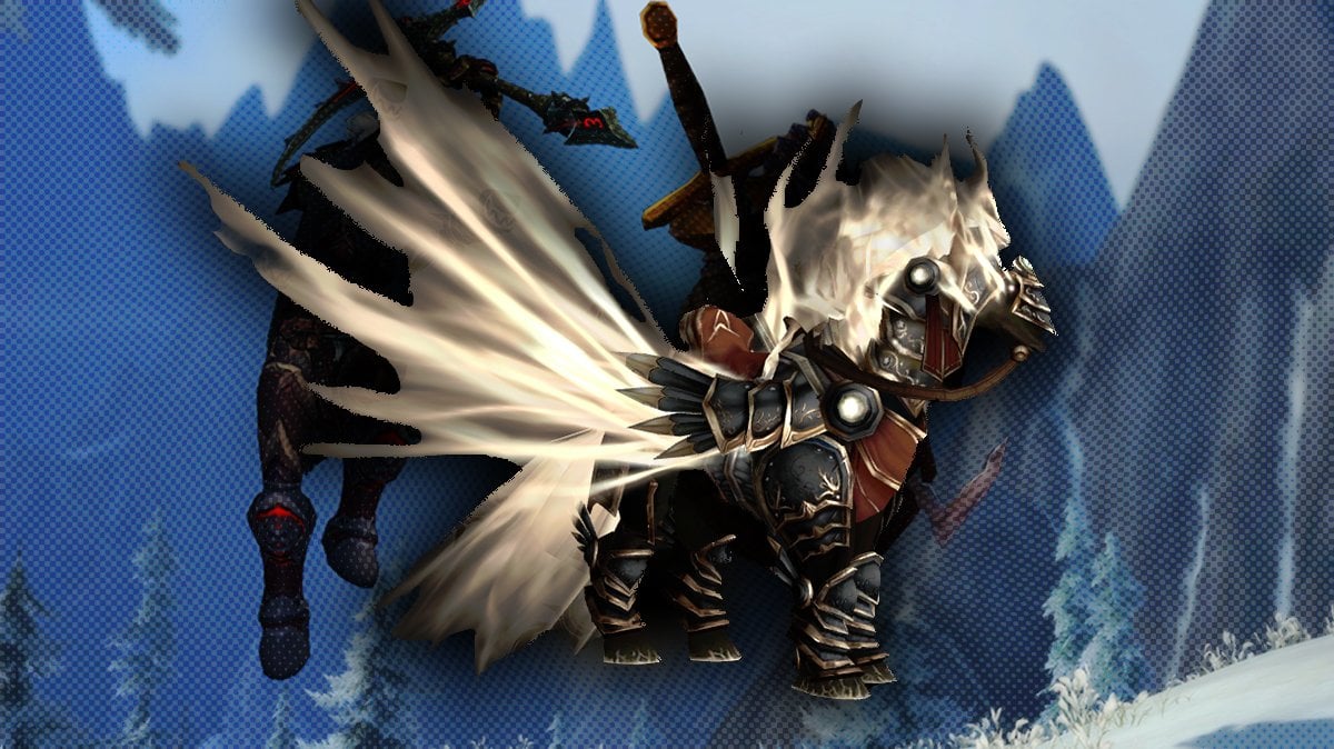 Tyrael's Charger mount in-game model, a new mount for Greedy Emissary 2025 event.