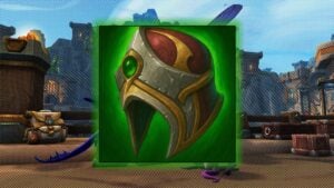 A green Horrific Visions Mask icon with the vibrant Dornogal background.