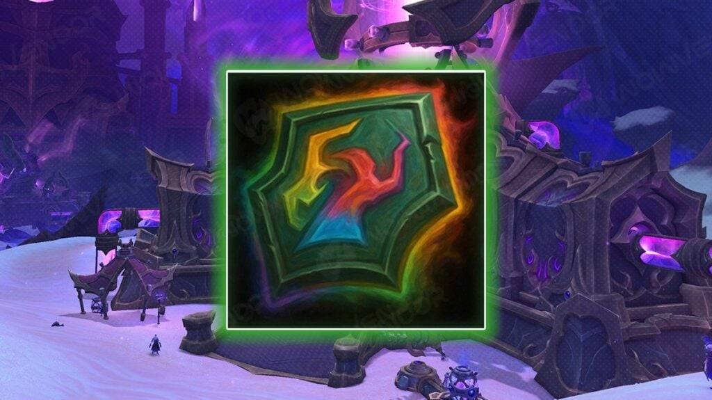 WoW The War Within Valorstone icon – a rainbow-colored shield used as upgrade currency in Patch 11.2 for gear progression.