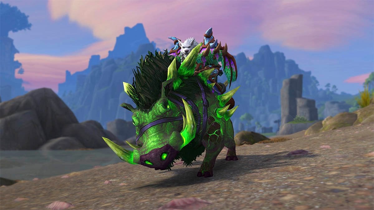 Unarmored Deathtusk Felboar mount in WoW Trading post.
