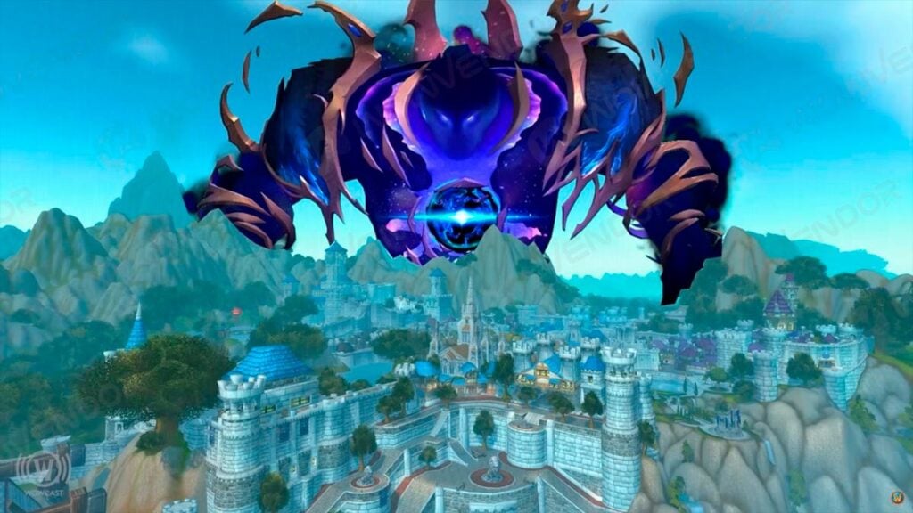 Void Lord Dimensius attacking Stormwind in TWW 11.2 Patch.
