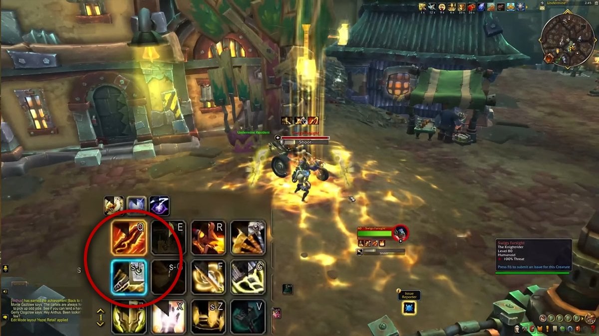 An example of Assisted Highlight in action, showing blue borders around the next recommended ability for a Retribution Paladin.