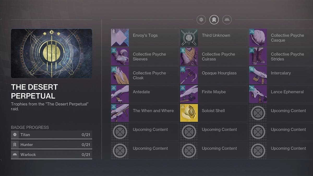 Desert Perpetual trophies loot table.