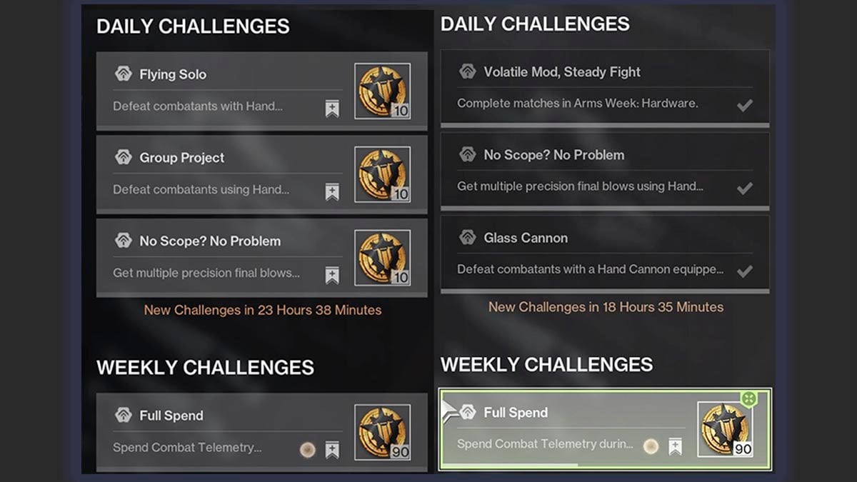 Arms Week challenges in Destiny 2.
