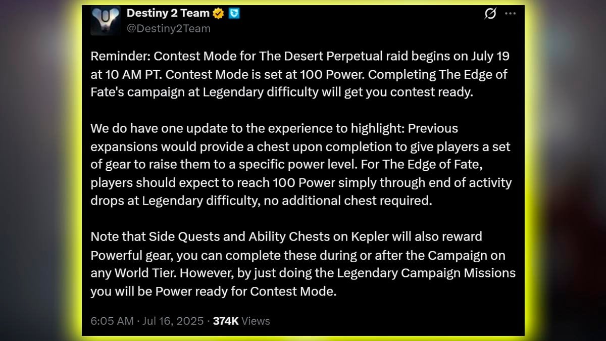 Desert Perpetual raid reminder by Bungie.