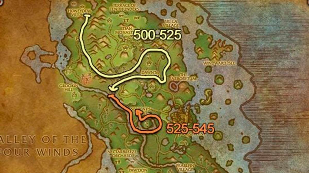 Jade Forest Herbalism route in WoW MoP Classic.