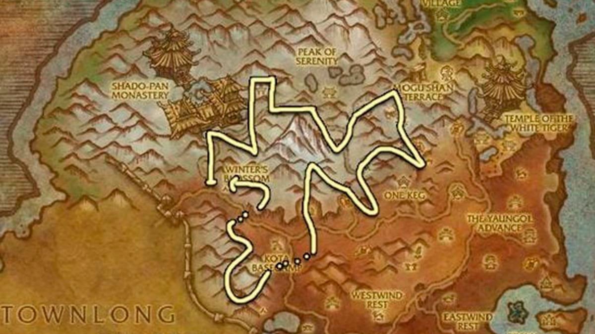 Kun-Lai Summit Herbalism route in WoW MoP Classic.
