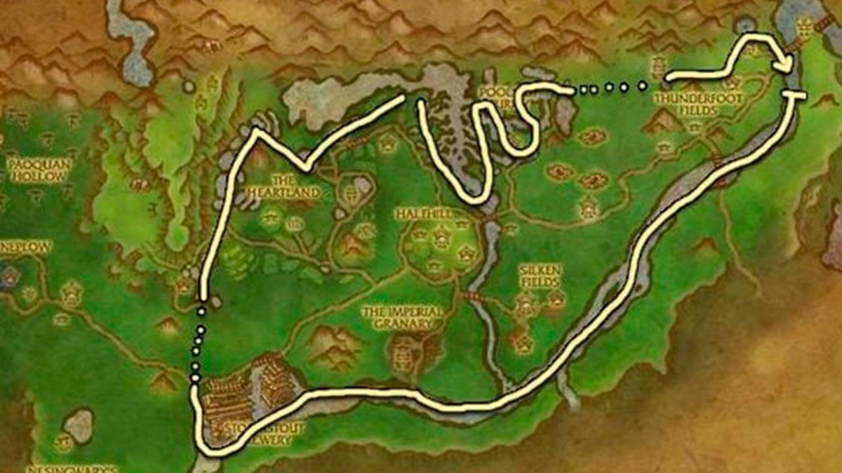 Valley of the Four Winds Herbalism route in WoW MoP Classic.