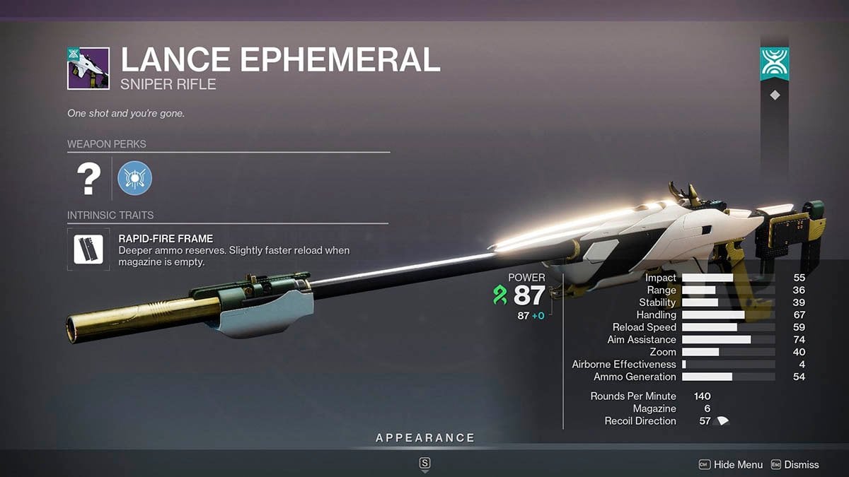 Lance Ephemeral The Desert Perpetual weapon.