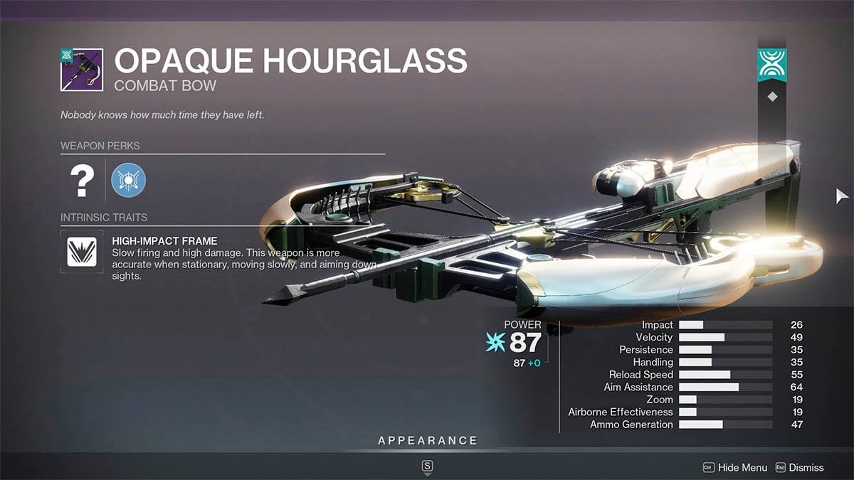 Opaque Hourglass The Desert Perpetual weapon.