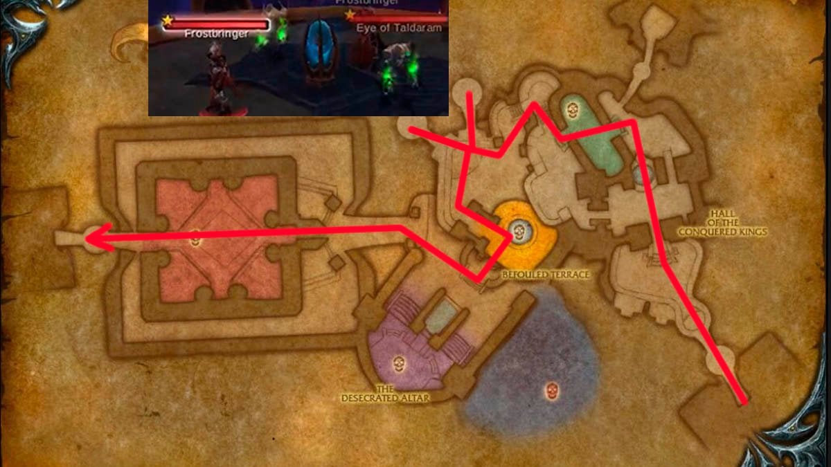 Ahn'kahet gold farming route in MoP Classic.