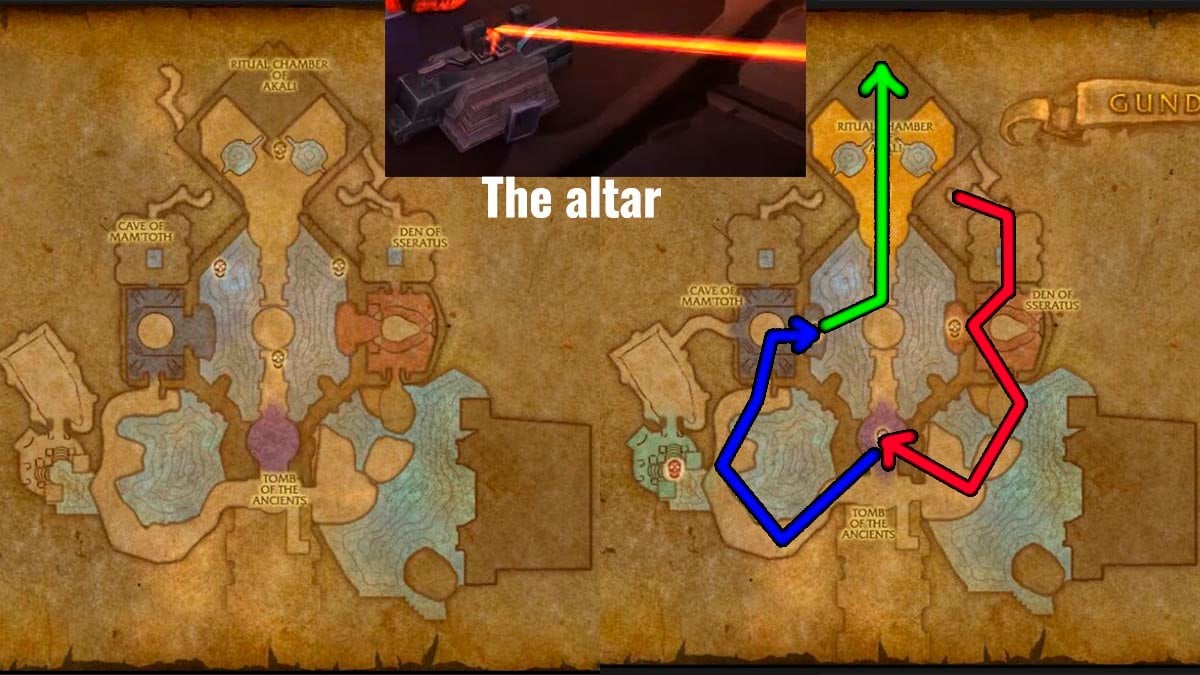 Gundrak gold farming route in MoP Classic.