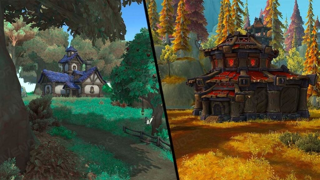 WoW Housing: Alliance and Horde houses.