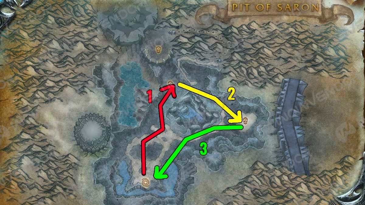 Pit of Saron gold farming route in WoW MoP.