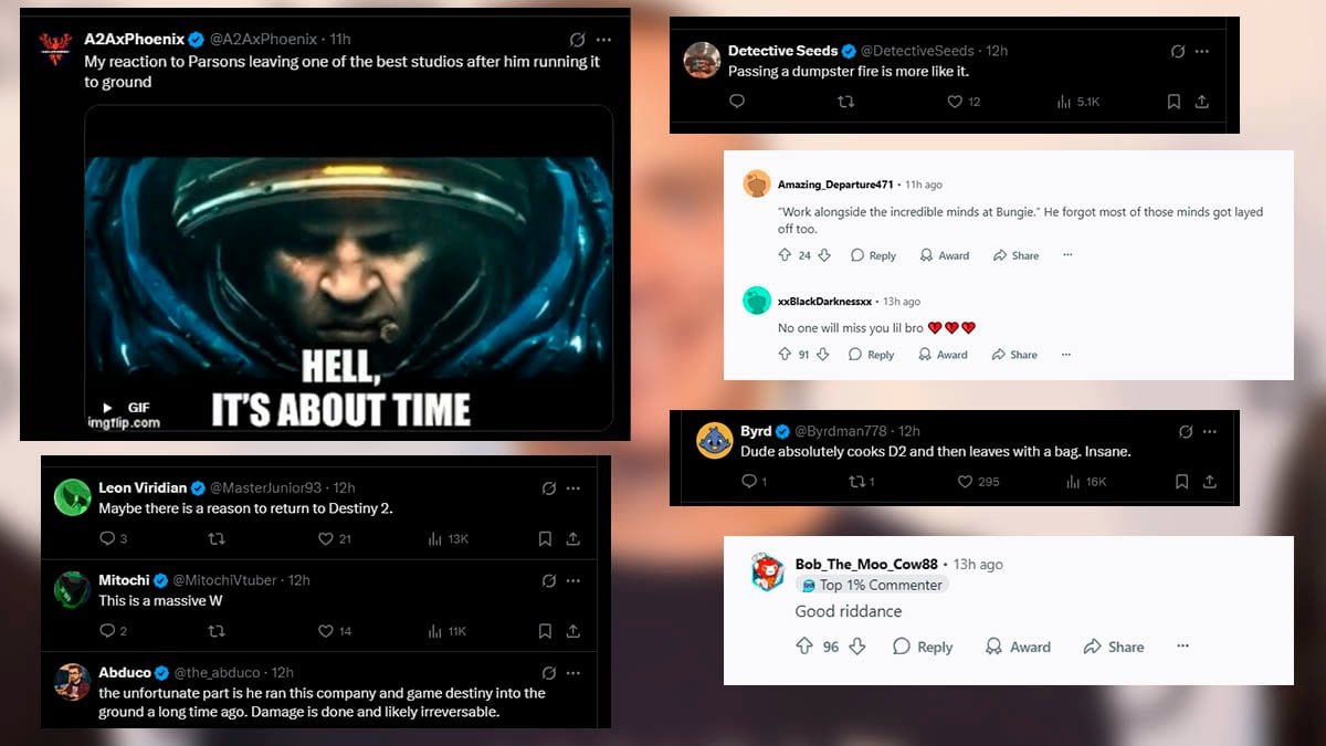 Bungie CEO Pete Parsons retirement reactions.