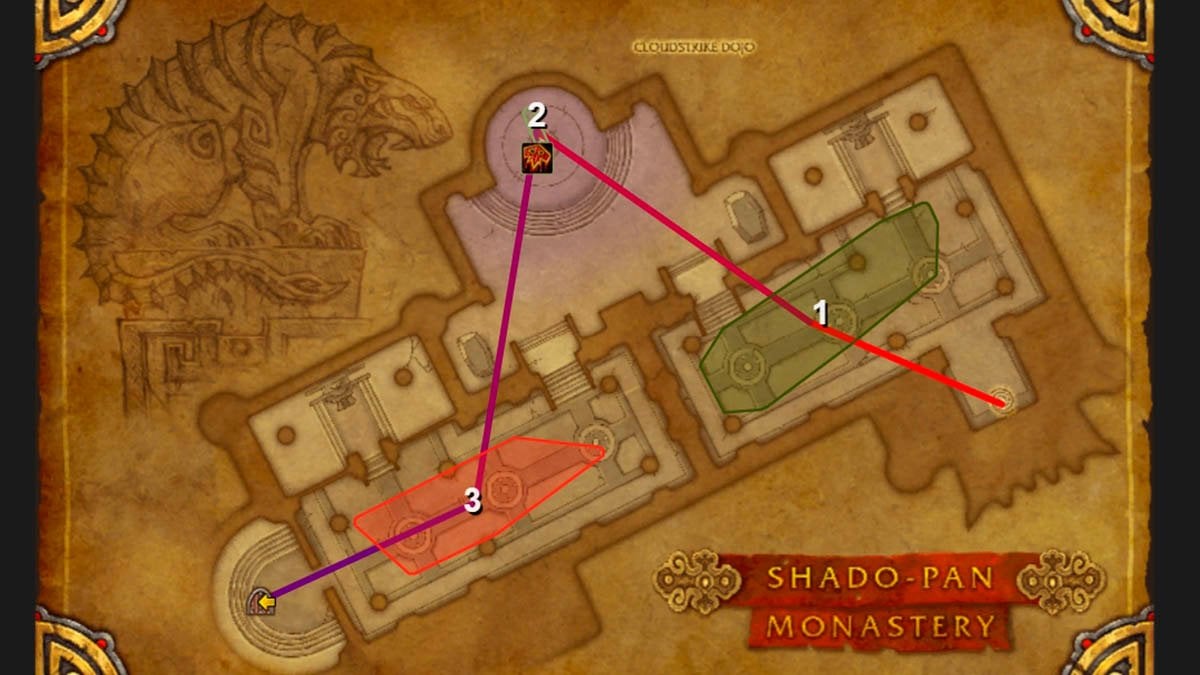 Shado-Pan Monastery route for Challenge Mode in Mists of Pandaria Classic.