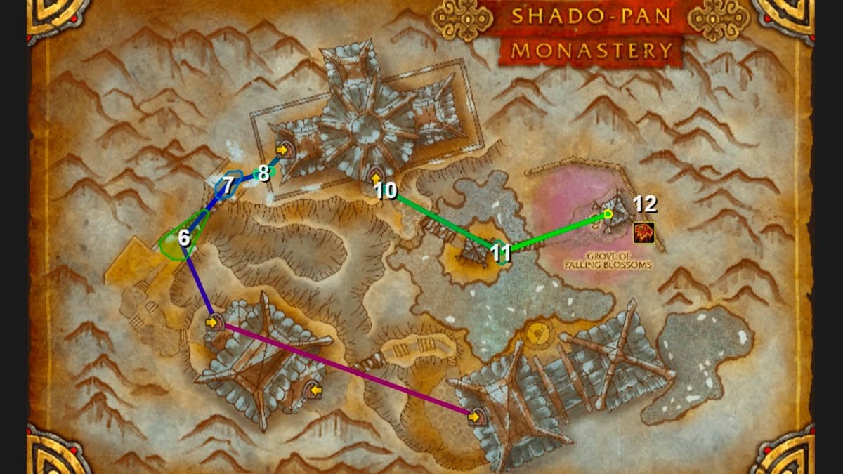 Shado-Pan Monastery route for Challenge Mode in MoP Classic.