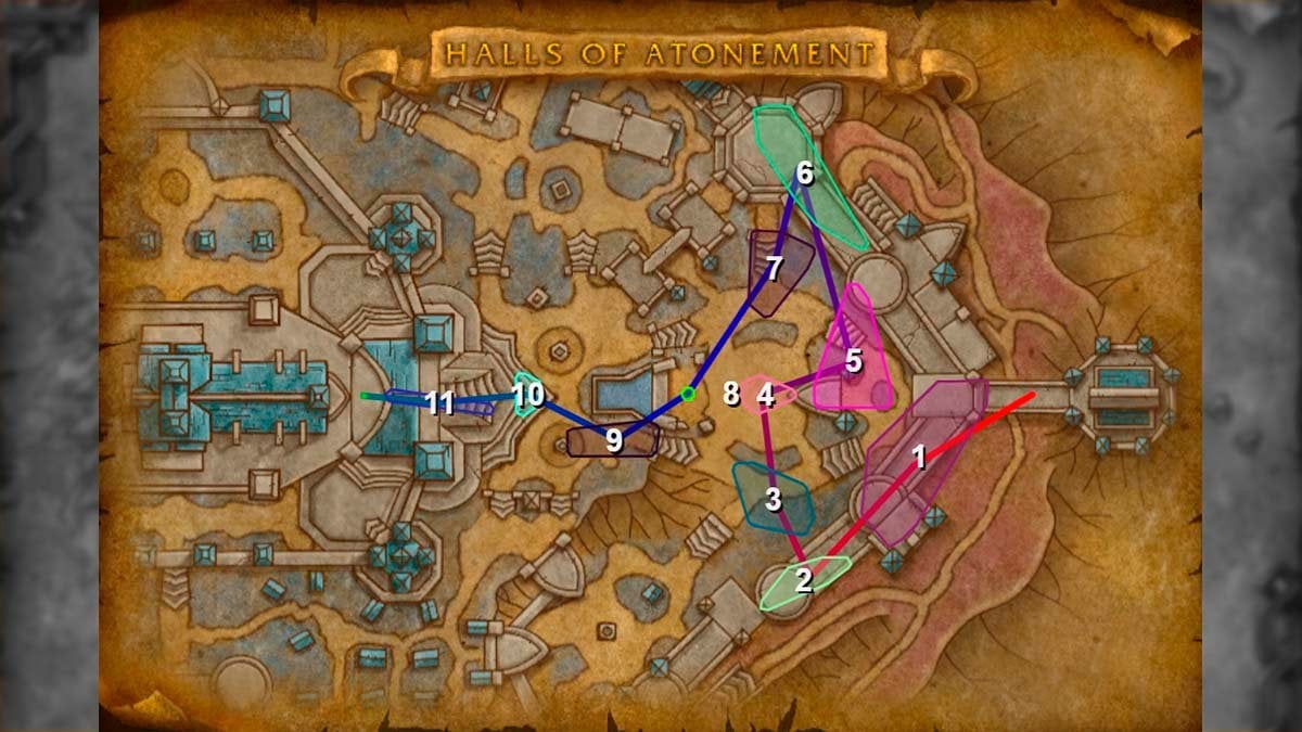 Halls of Atonement M+ route route.