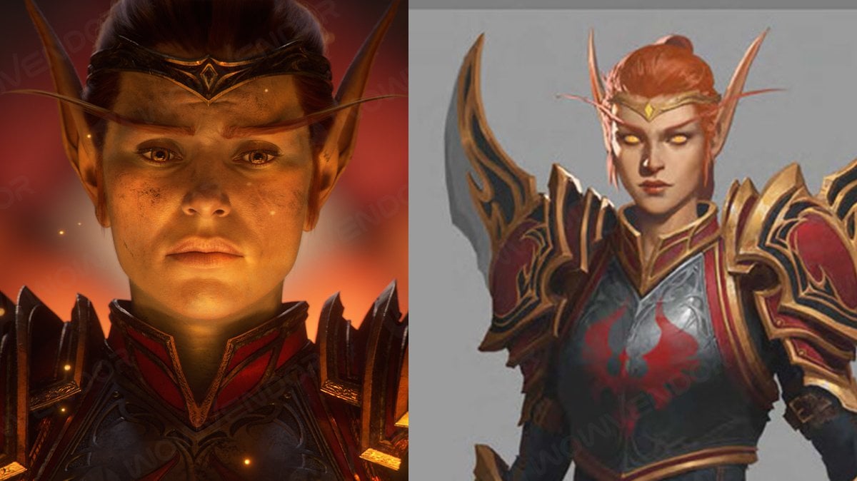 Midnight cinematic controversy, comparison of Liadrin's cinematic view and concept art by Gaowen Fu.