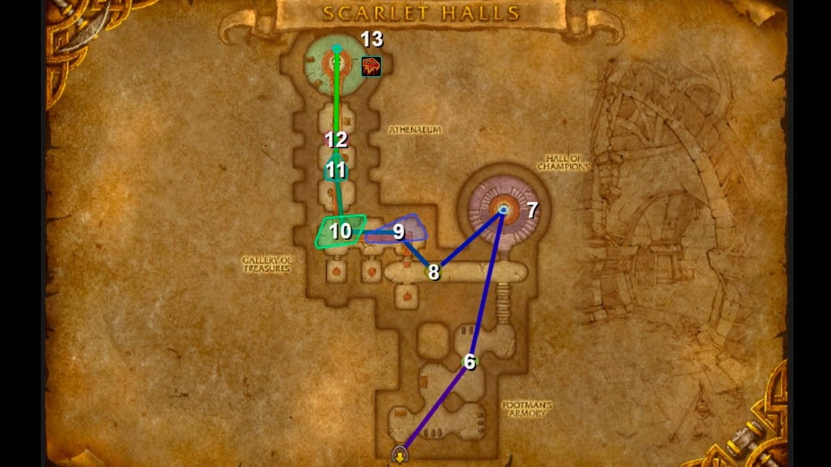 Scarlet Halls route for Challenge Mode in Pandaria Classic