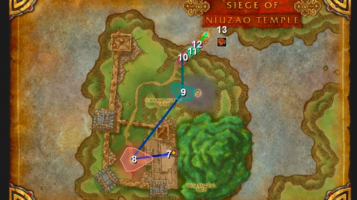 Siege of Niuzao Temple route for Challenge Mode in MoP Classic